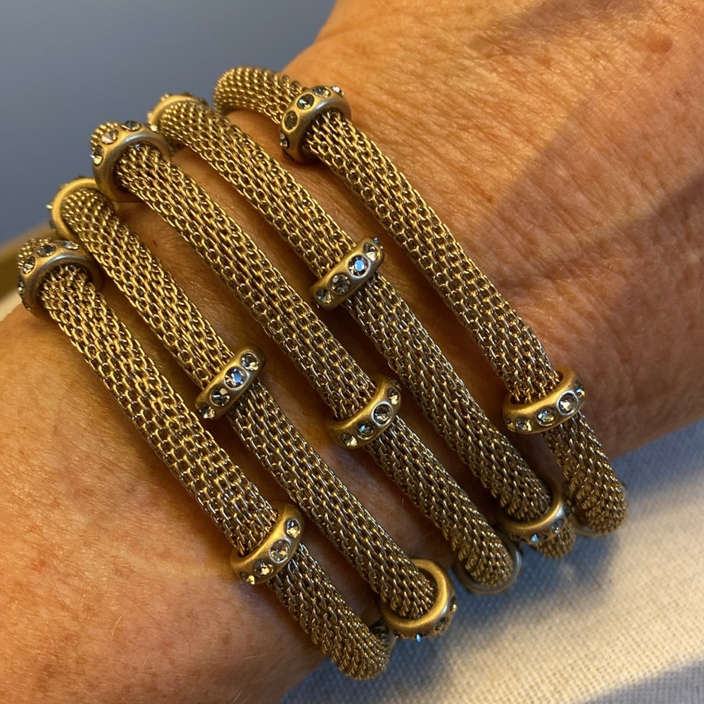 Gold-tone Signed Multi-strand Mesh Bracelet